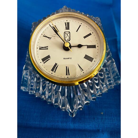 Vintage Paul Sebastian PS Clear Quartz Bavarian Hexagon Desk Clock - Picture 5 of 6